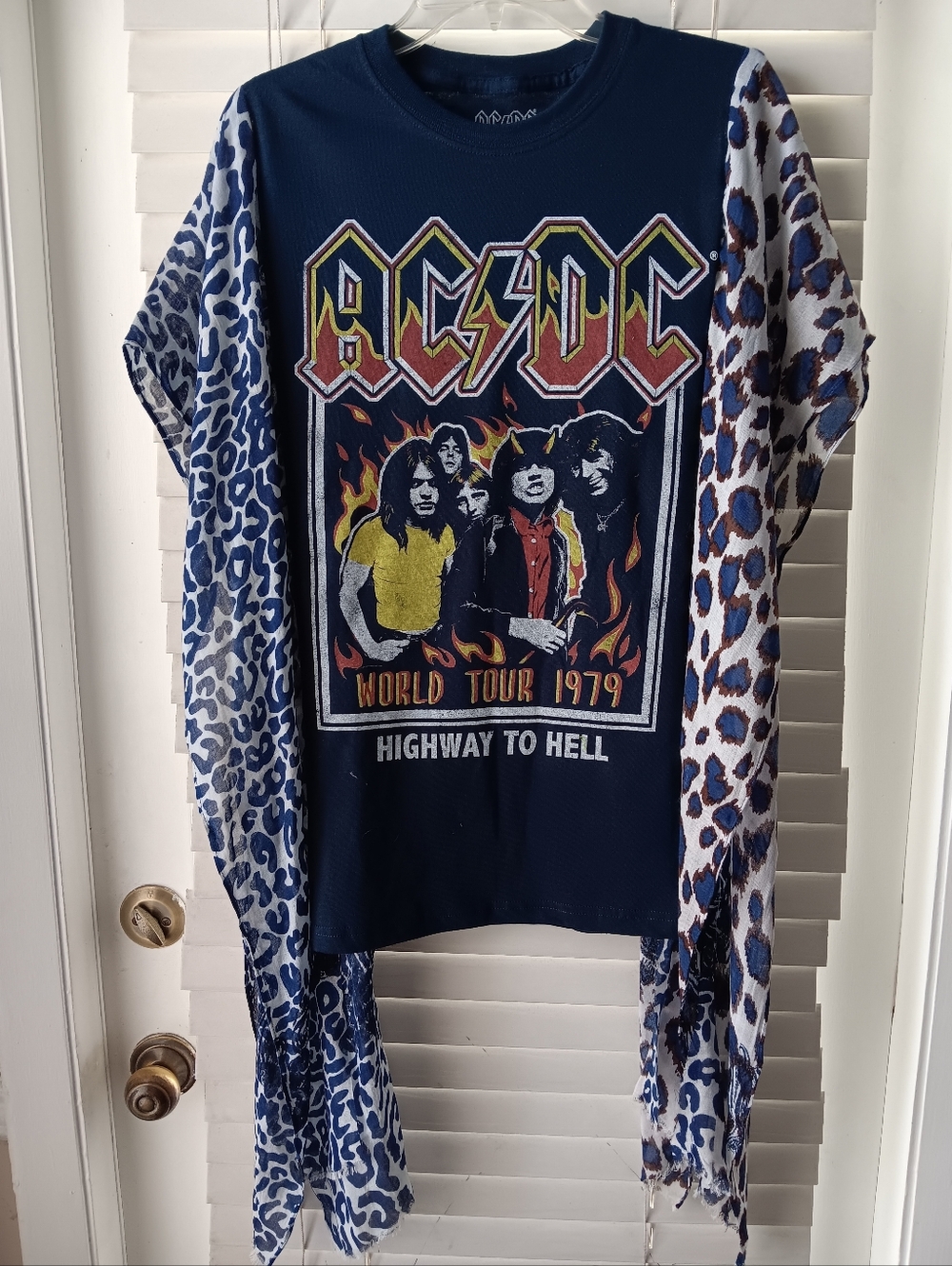 Upcycled AC/DC Graphic Tshirt Poncho